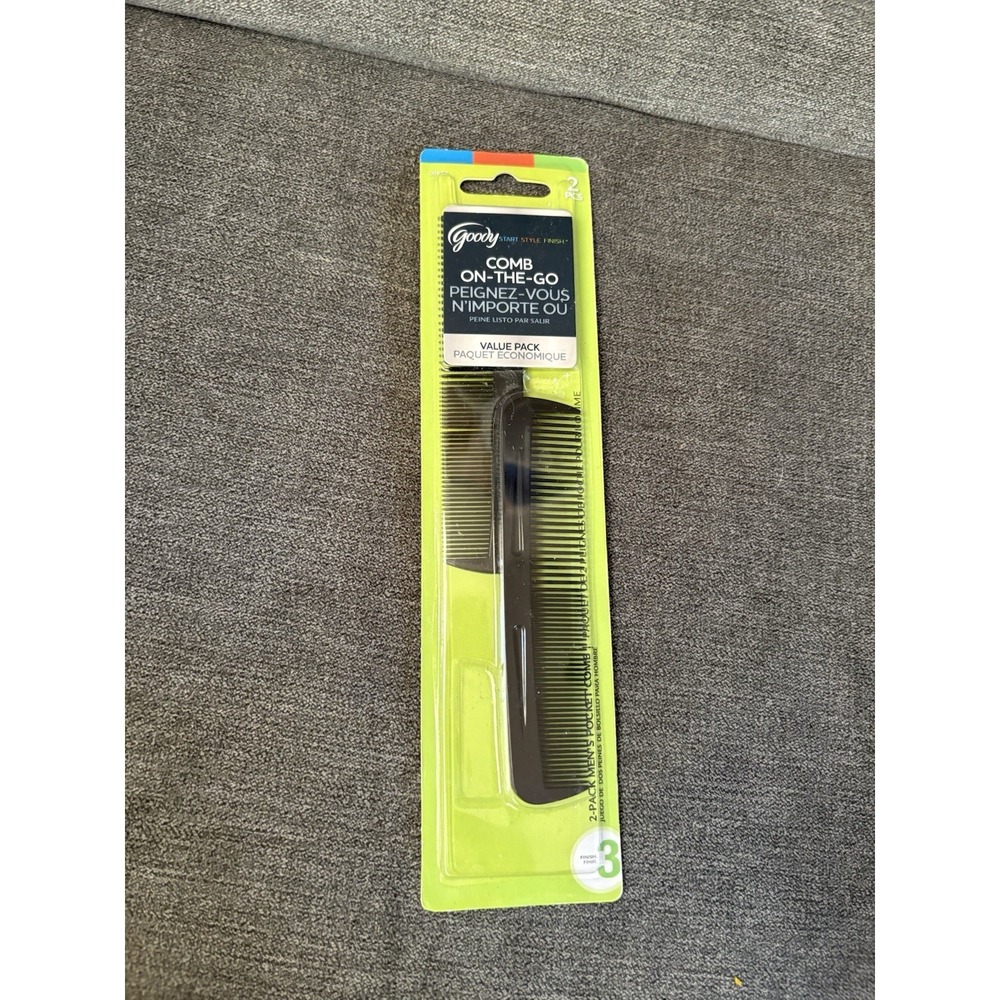 Goody Men's Pocket Comb,‎ Black, 2 Count 2012 New Old Stock